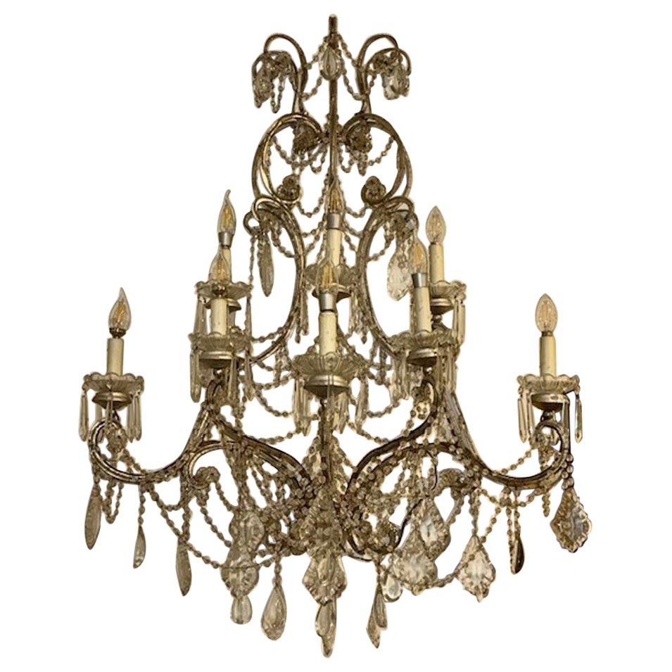 Large Pair of Italian Beaded Sconces For Sale