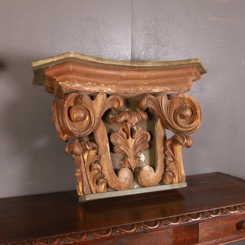 Pair of Carved Italian Capitals / Console Tables / Bedside Tables / Side Tables In Good Condition For Sale In Leamington Spa, Warwickshire