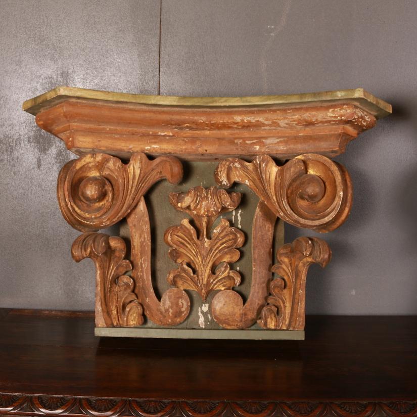18th Century and Earlier Pair of Carved Italian Capitals / Console Tables / Bedside Tables / Side Tables For Sale