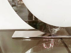 Large Pair of Italian Frosted Glass Lamps on Chrome Frame, 1990s