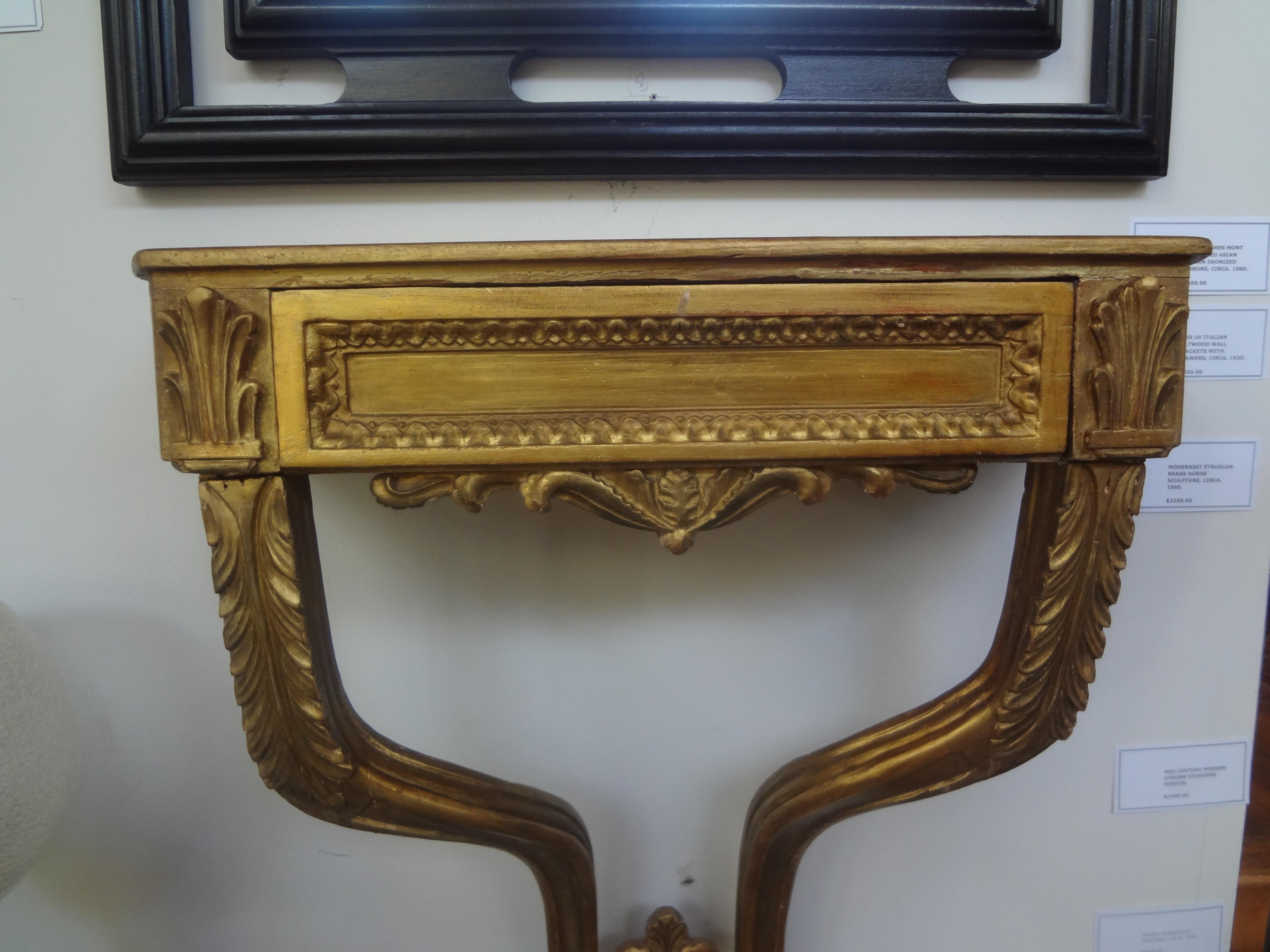 Large Pair of Italian Louis XVI Style Giltwood Wall Brackets  In Good Condition For Sale In Houston, TX