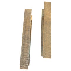 Large Pair of Italian Modernist Bronze Sculptural Door Pulls/Handles