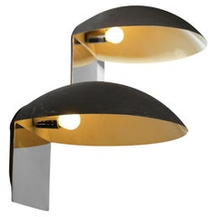 Large pair of italian sconces Stilnovo style half-vasks 60s metal lacquered 
