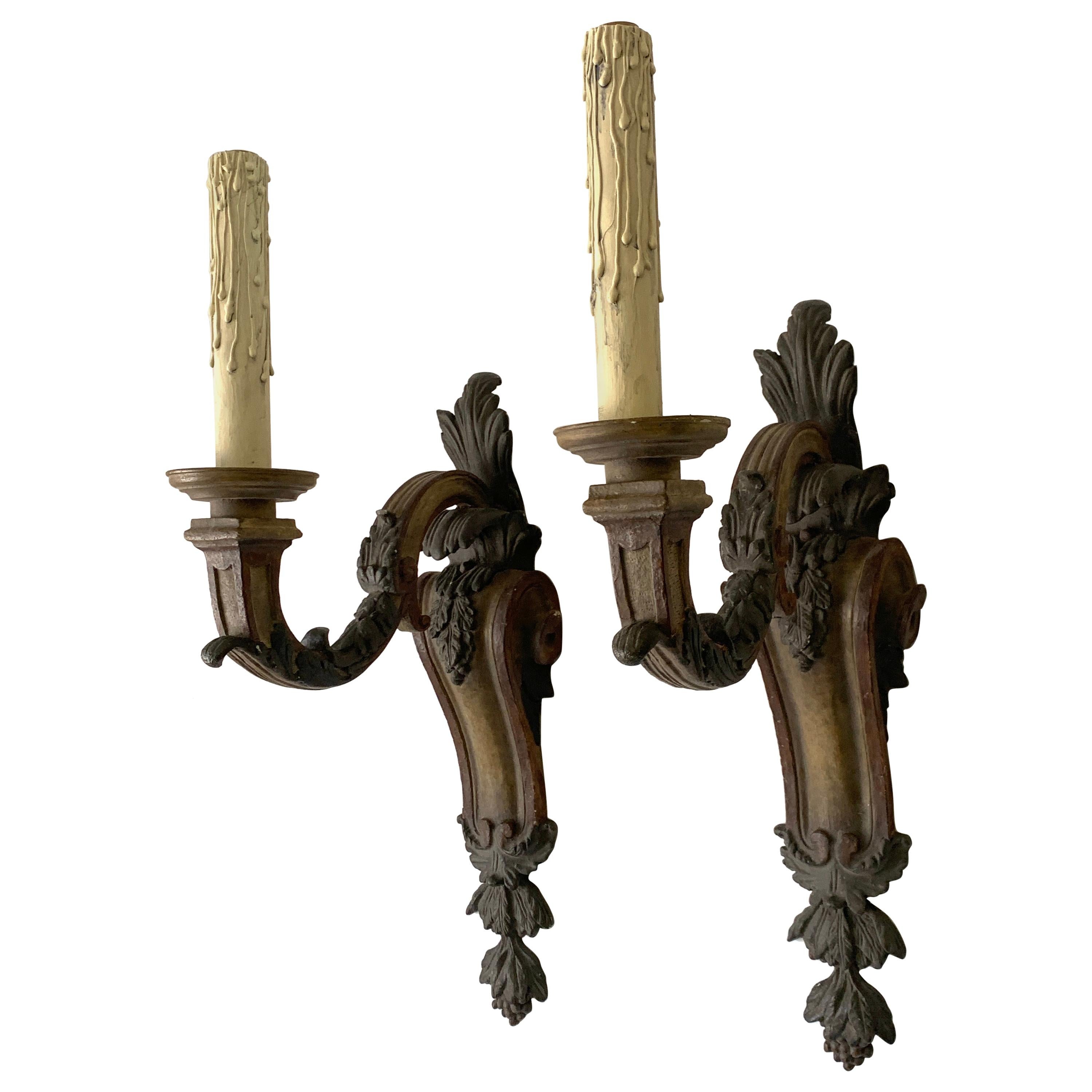 PAIR OF TUSCAN LARGE SCALE WALL SCONCES For Sale at 1stdibs
