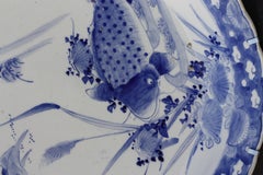 Large Pair of Japanese Blue and White Porcelain Chargers