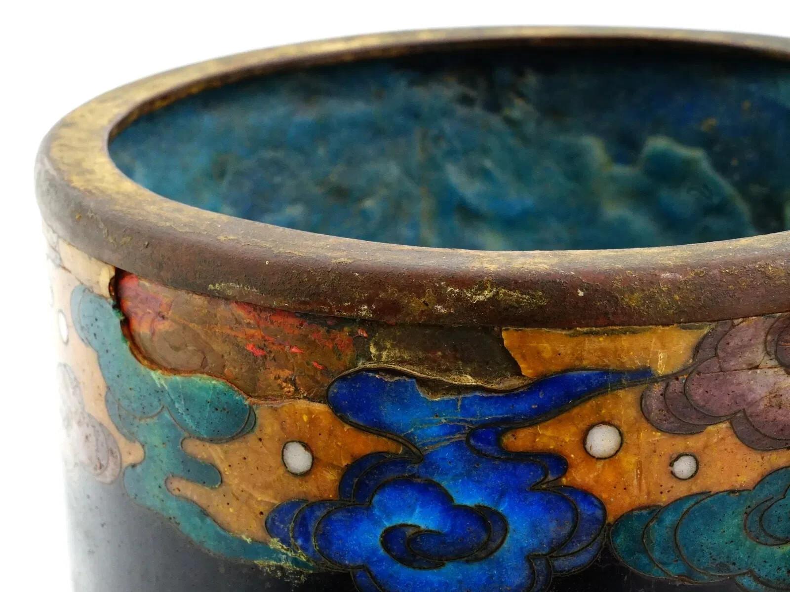 Gran Pareja De Jarrones Japoneses De Cloisonné Esmaltado Jardín Y Pájaros Esmalte en venta