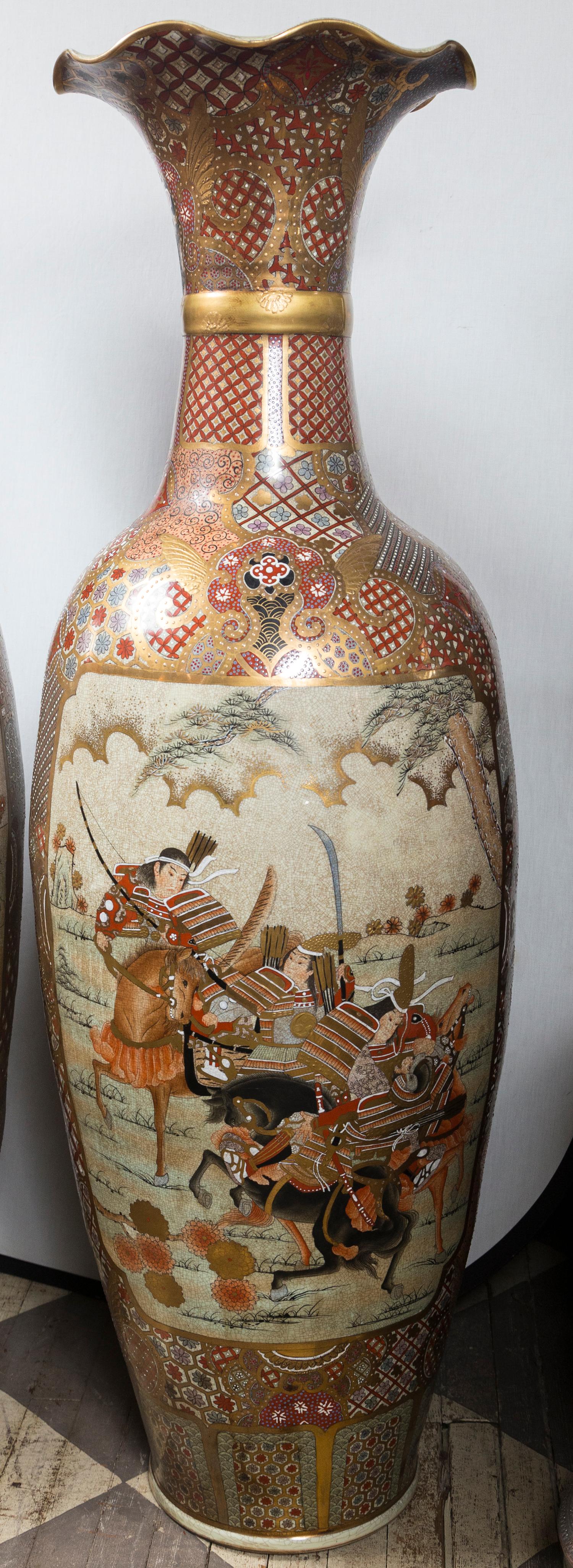 Porcelain Large Pair of Japanese Floor or Palaces Vases For Sale