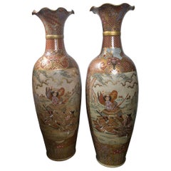 Large Pair of Japanese Floor or Palaces Vases