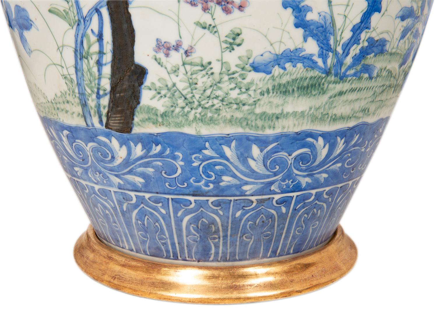 Large Pair of Japanese Yokohama Porcelain Vases / Lamps, 90cm(35.5”) high For Sale 1