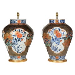 Large Pair of Japanese Imari Early 18th Century Table Lamps