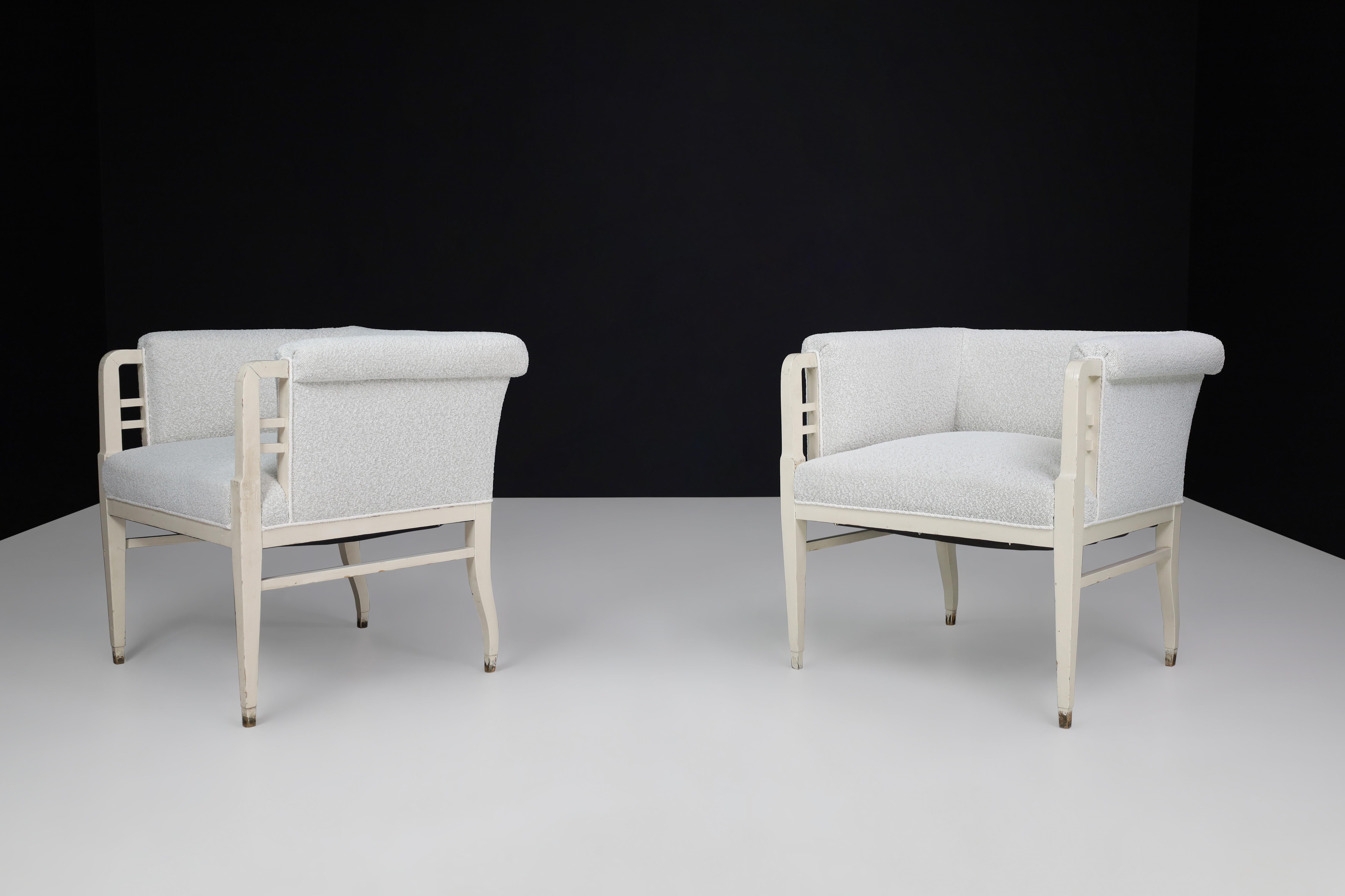 Großes Paar Jugendstil-Sessel mit Bouclé-Polsterung, Österreich, um 1910 im Angebot 7
