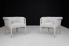 Large Pair of Jugendstil Armchairs in bouclé upholstery , Austria, circa 1910