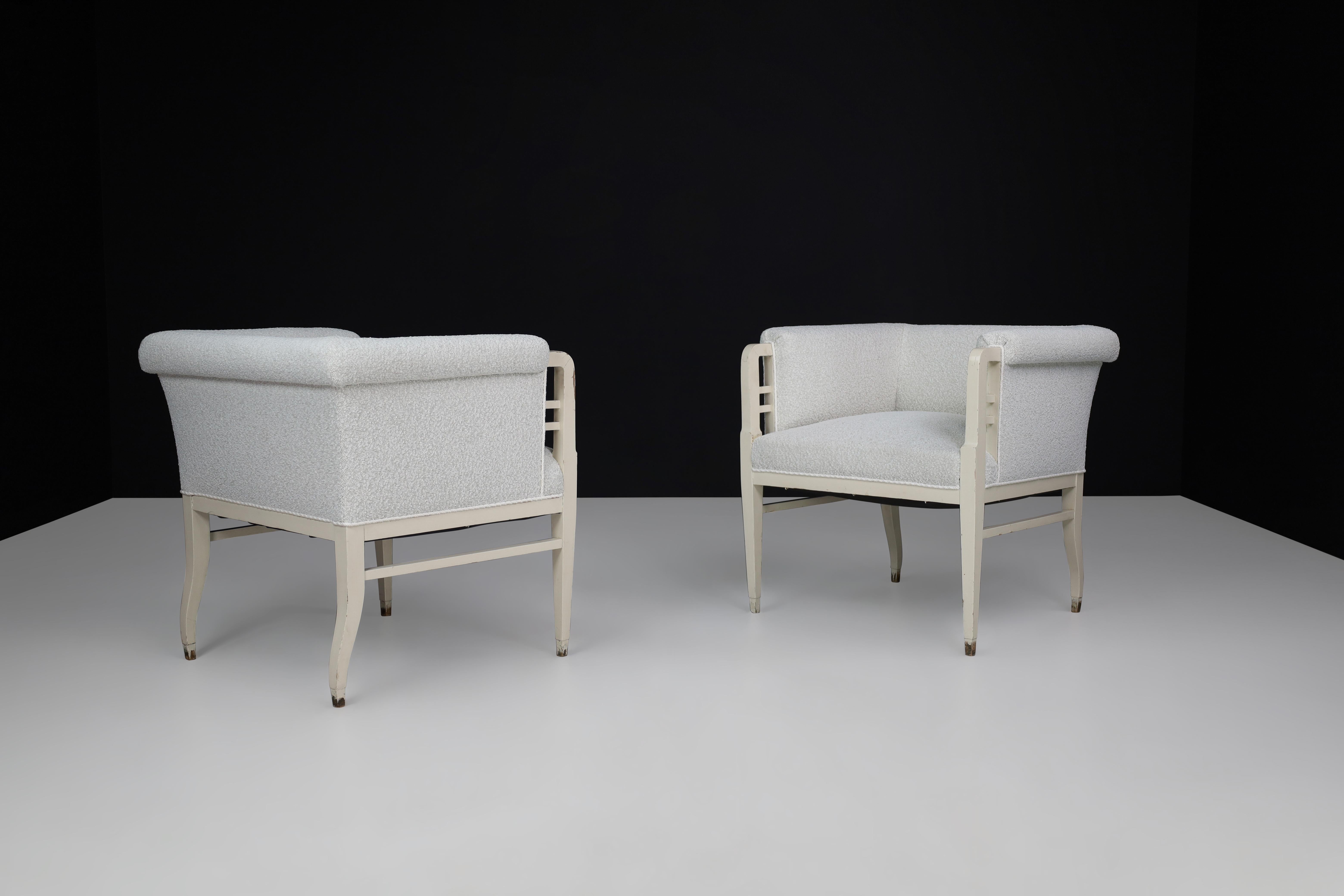 Großes Paar Jugendstil-Sessel mit Bouclé-Polsterung, Österreich, um 1910 im Angebot 2