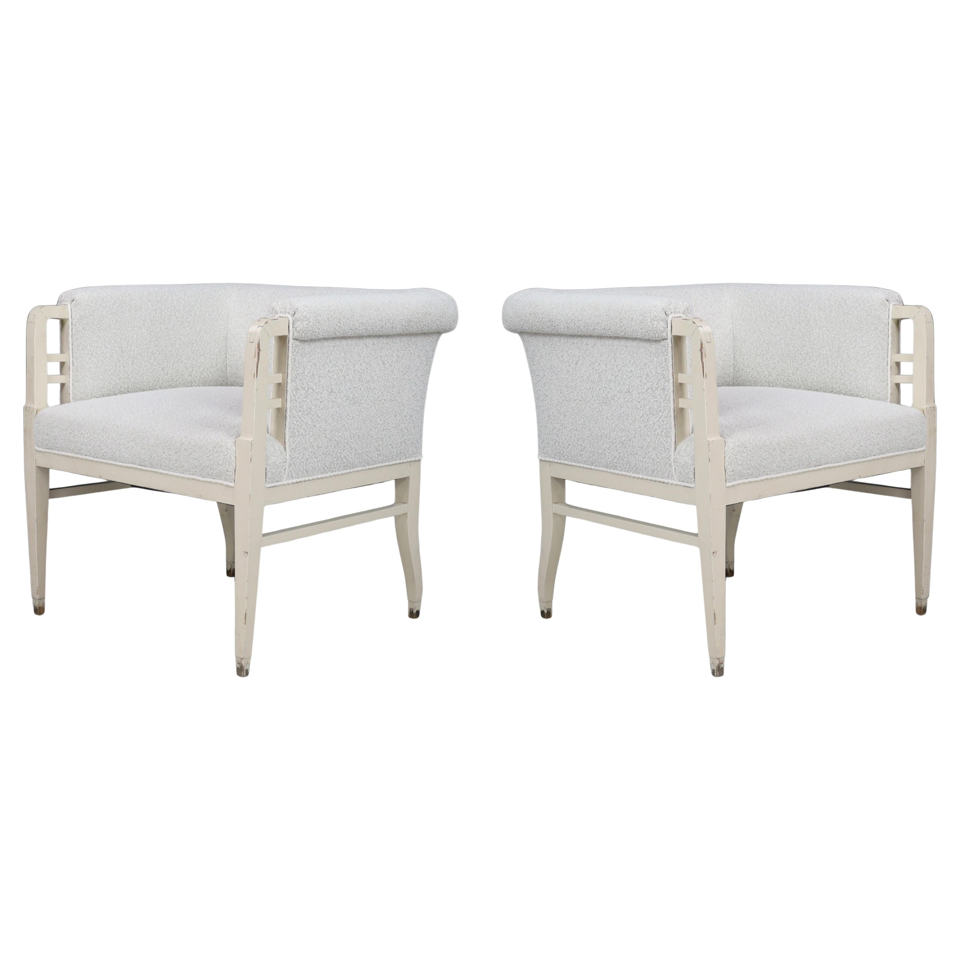 Large Pair of Jugendstil Armchairs in bouclé upholstery , Austria, circa 1910