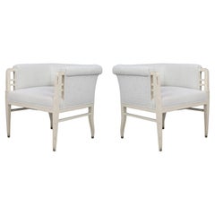 Gran Pareja de Sillones Jugendstil en tapicería bouclé , Austria, circa 1910