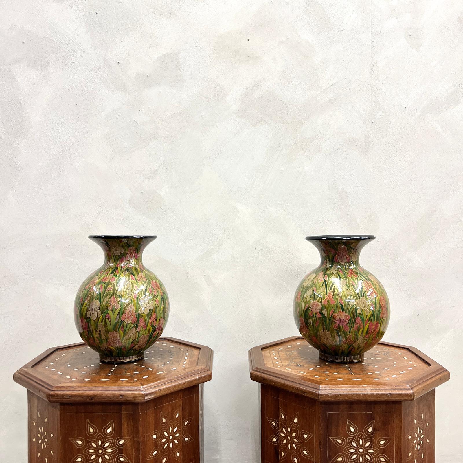 Large pair of Kashmir Papier Mâché Vases 3