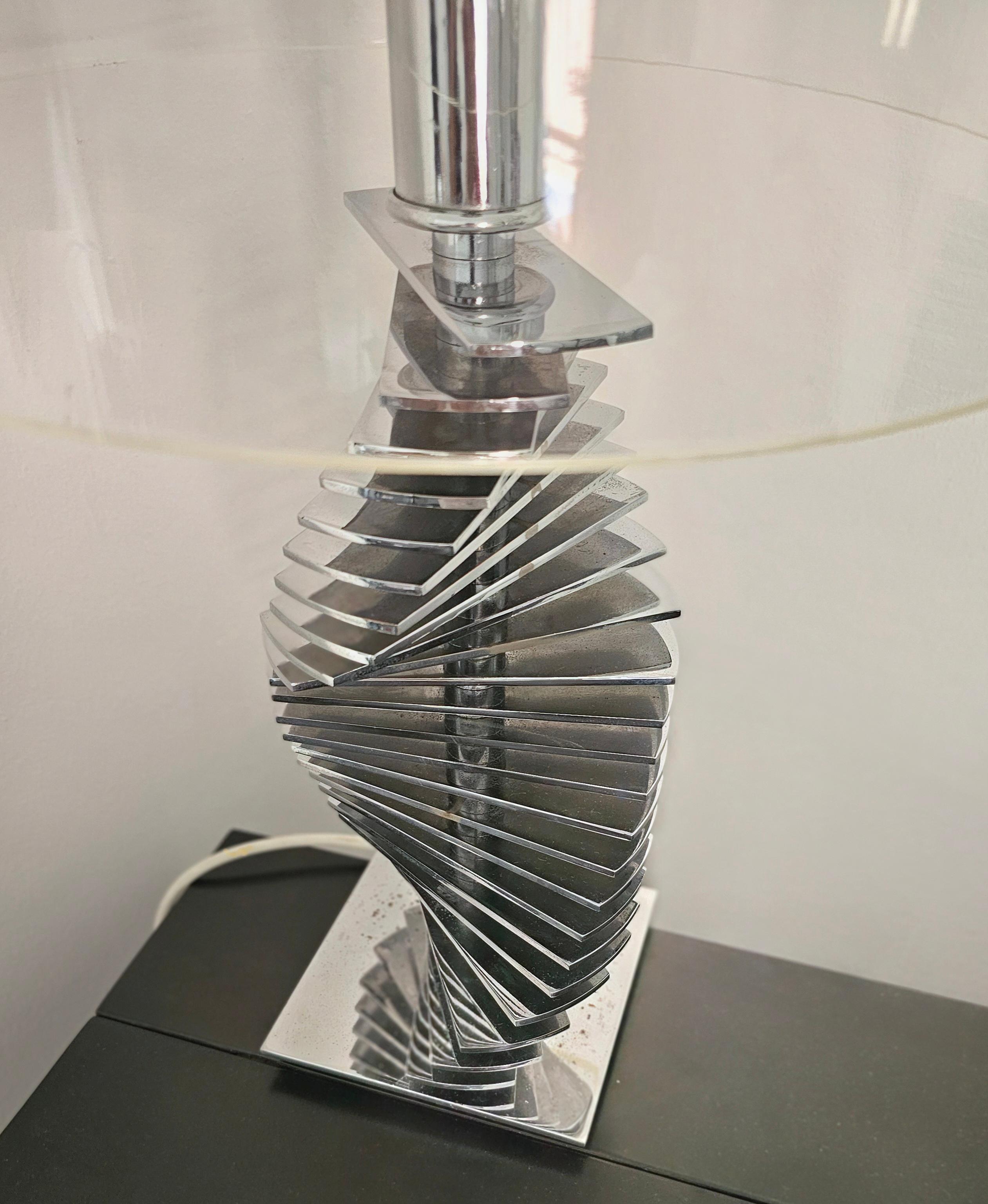Grande paire de lampes chromées, design moderne du milieu du siècle, Italie, années 1970 en vente 11
