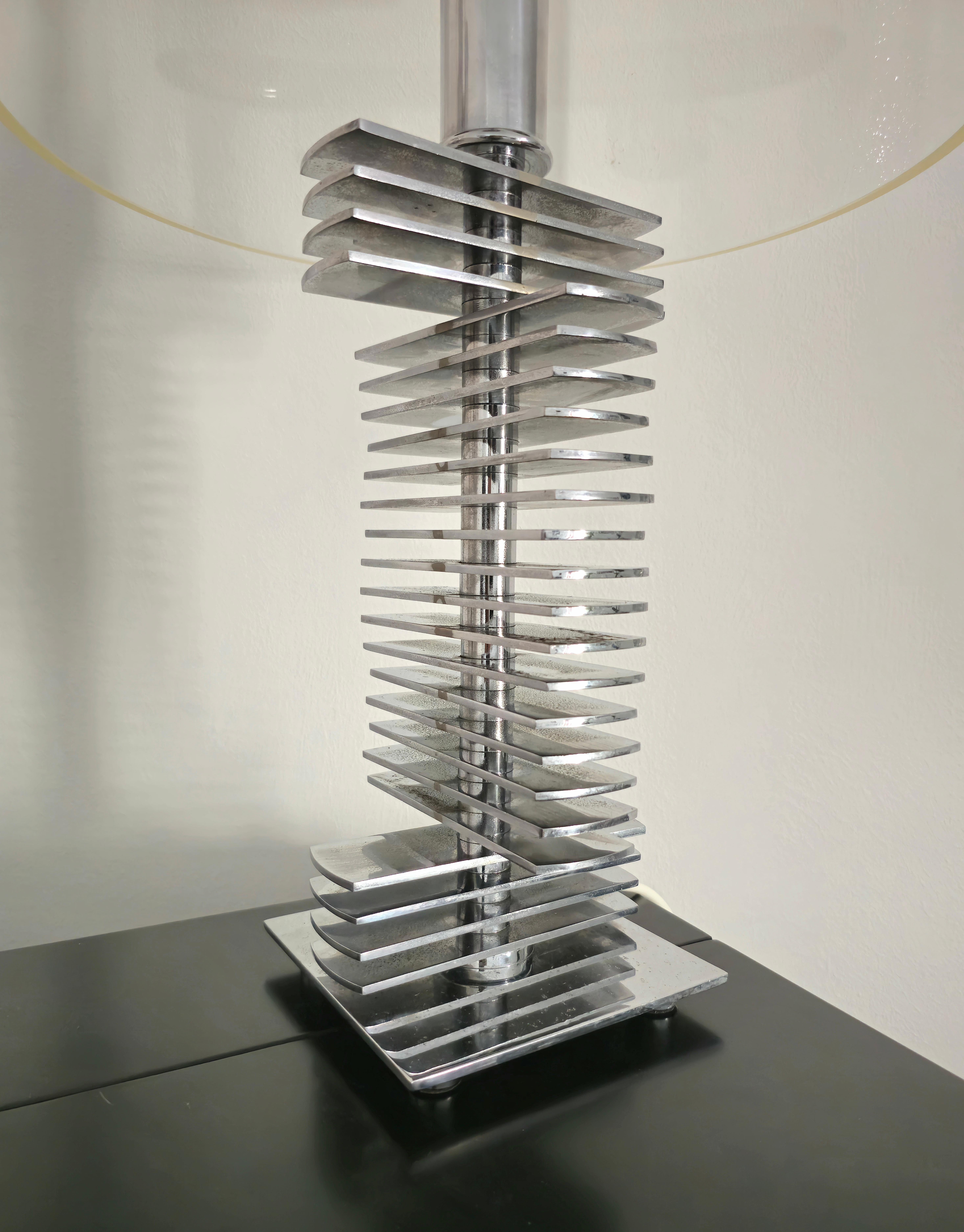 Grande paire de lampes chromées, design moderne du milieu du siècle, Italie, années 1970 en vente 12