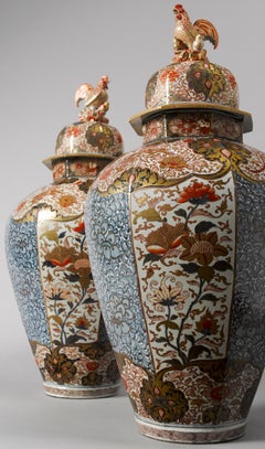 Large Pair of Late 17th Century Imari Vases with Cover