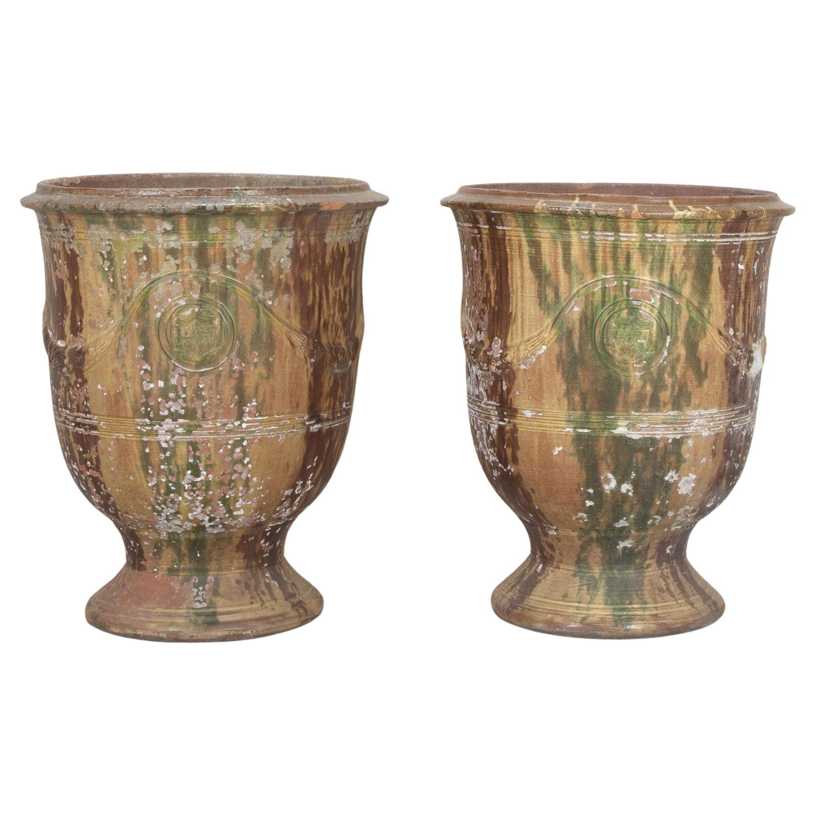 Large Pair of Late 19th Century Boisset Anduze Terracotta Planters For Sale