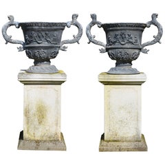Large Pair of Lead Urns