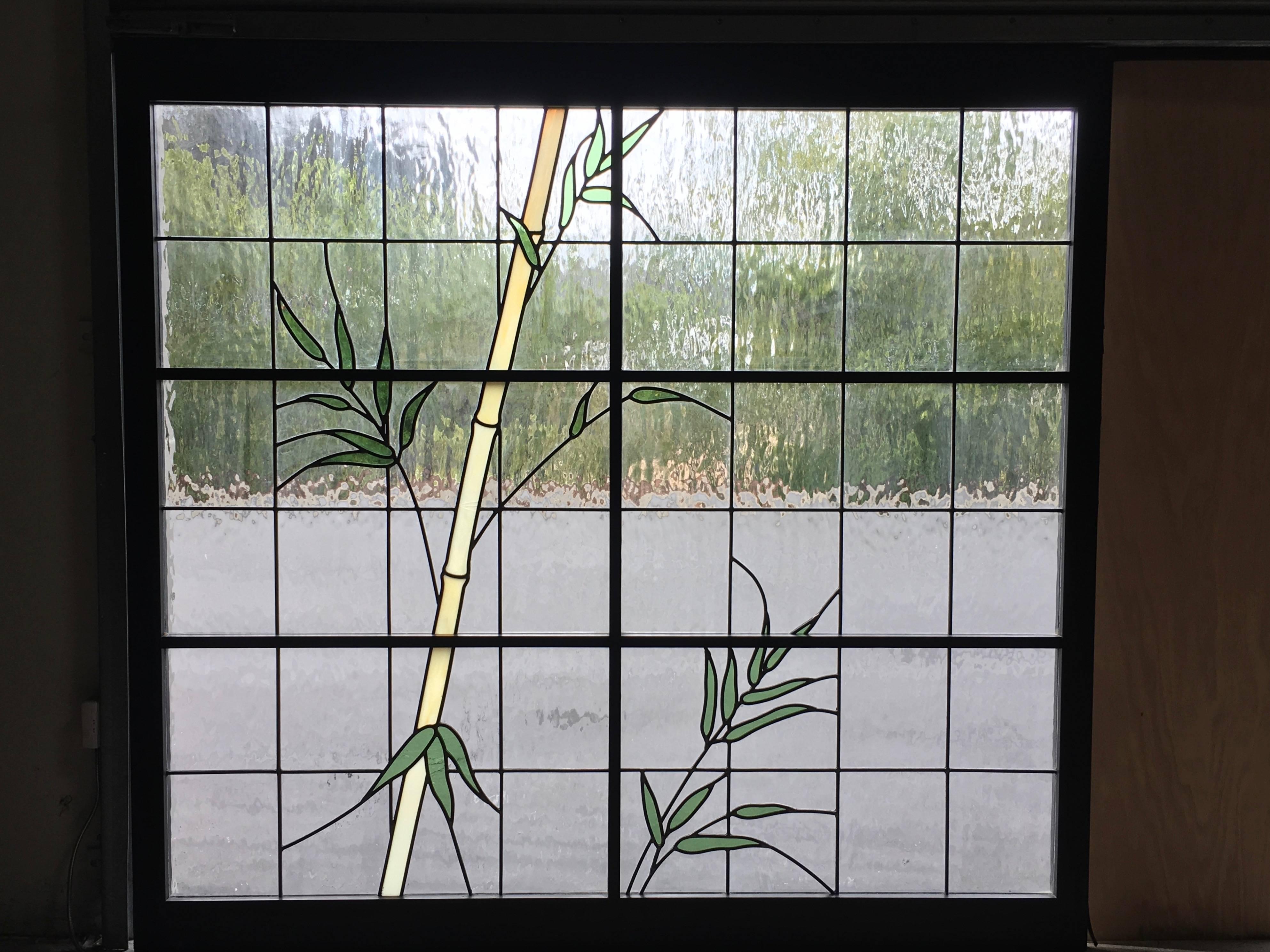 Organic Modern Large Pair of Leaded Glass Windows