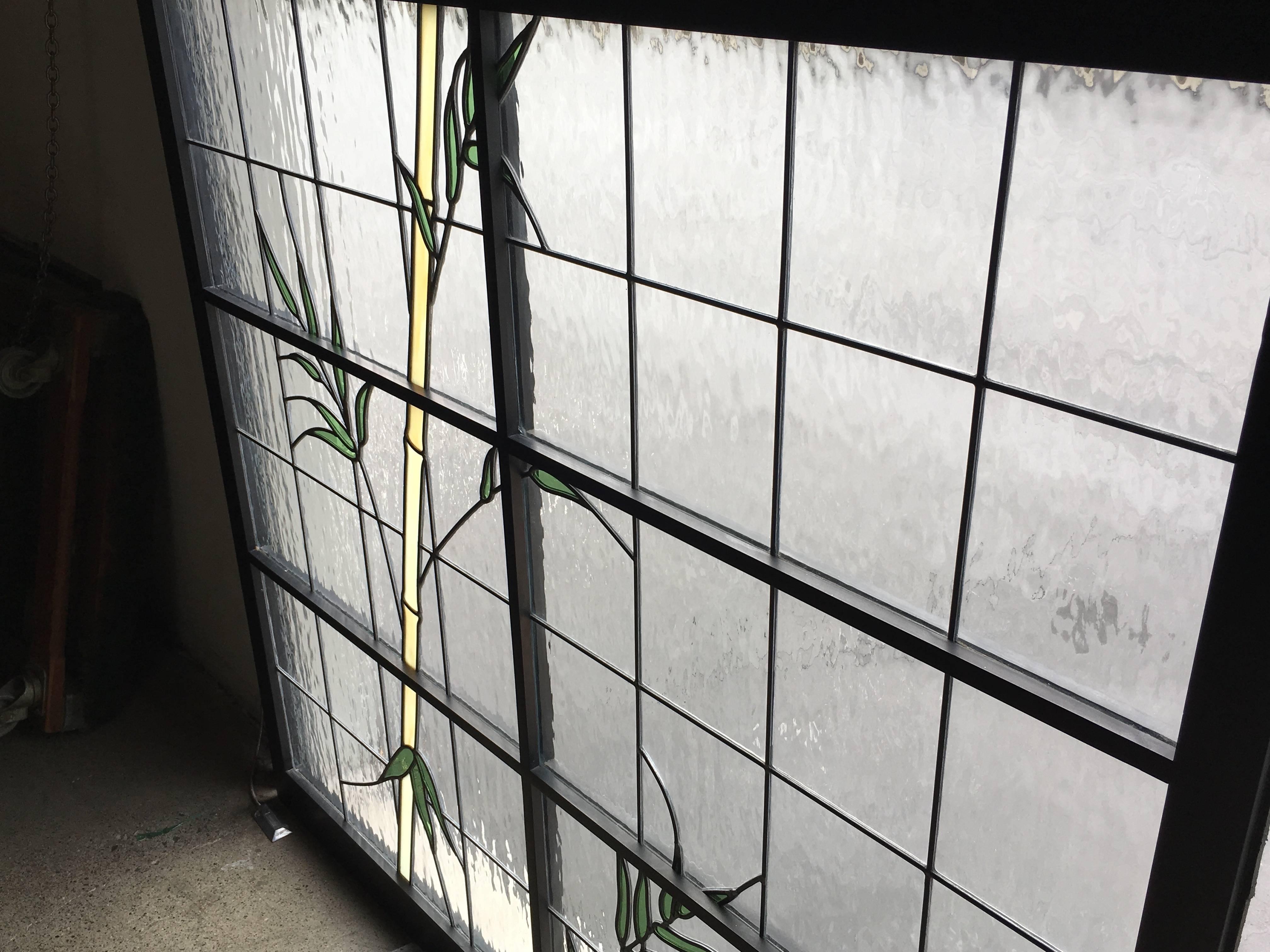 20th Century Large Pair of Leaded Glass Windows