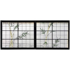 Large Pair of Leaded Glass Windows