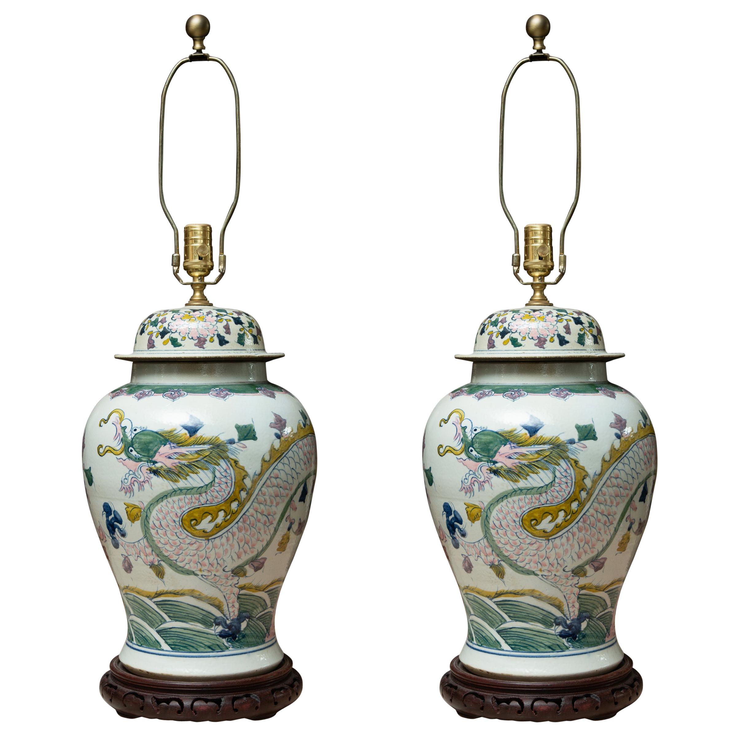 Large Lidded Urns as Table Lamps