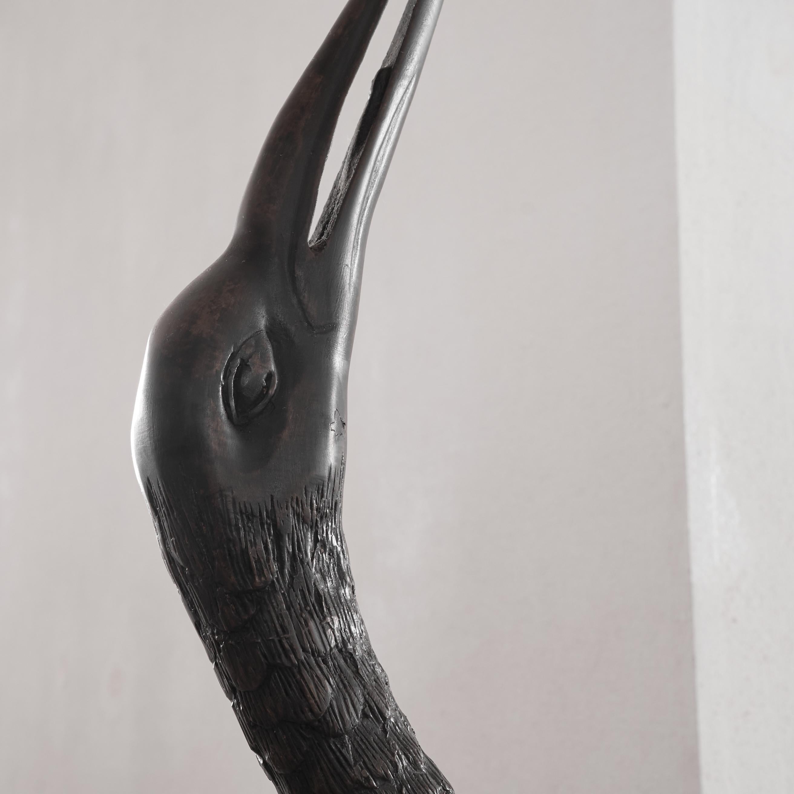 Large Pair of Life Size Herons in Bronze 1970s For Sale 9