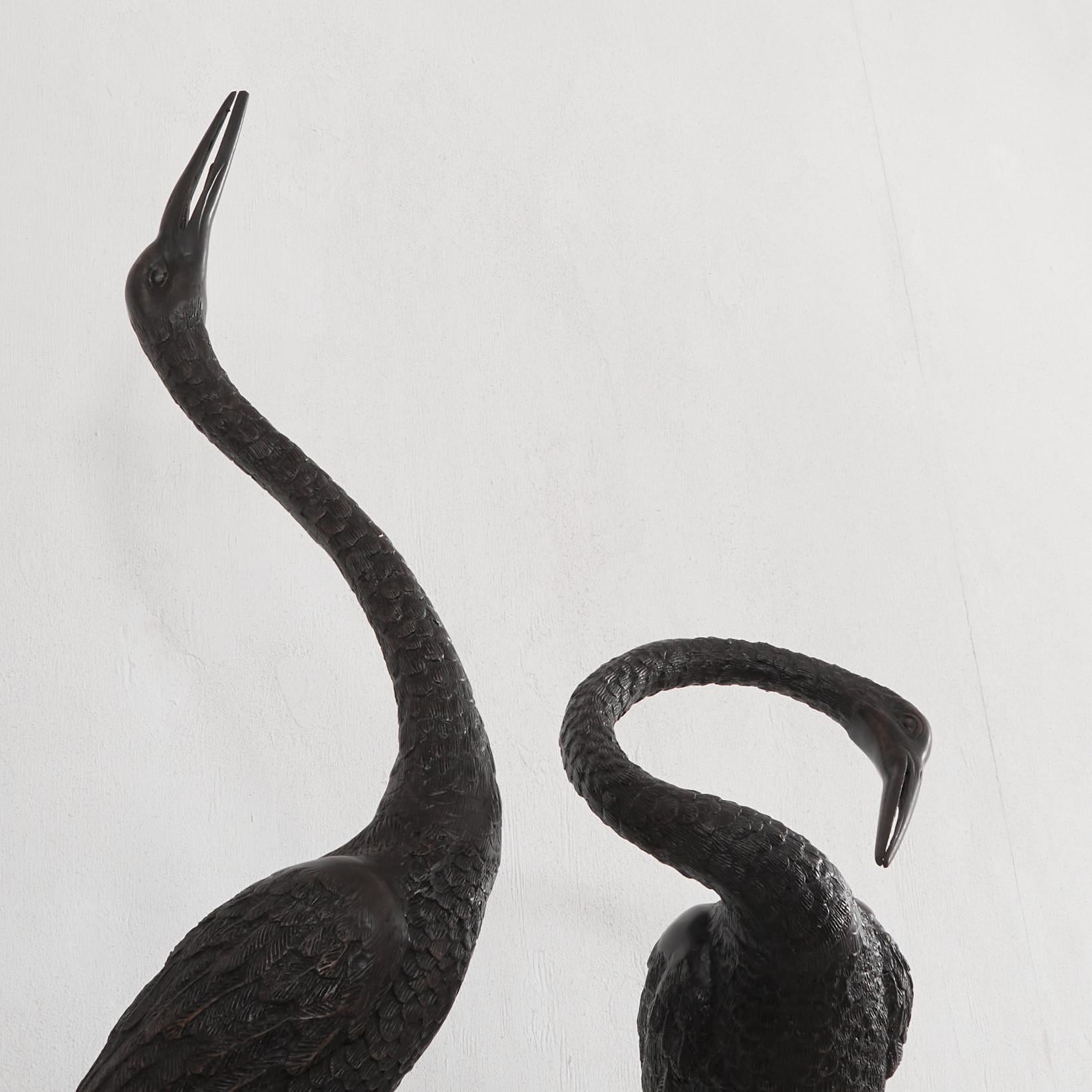 Large Pair of Life Size Herons in Bronze 1970s For Sale 10