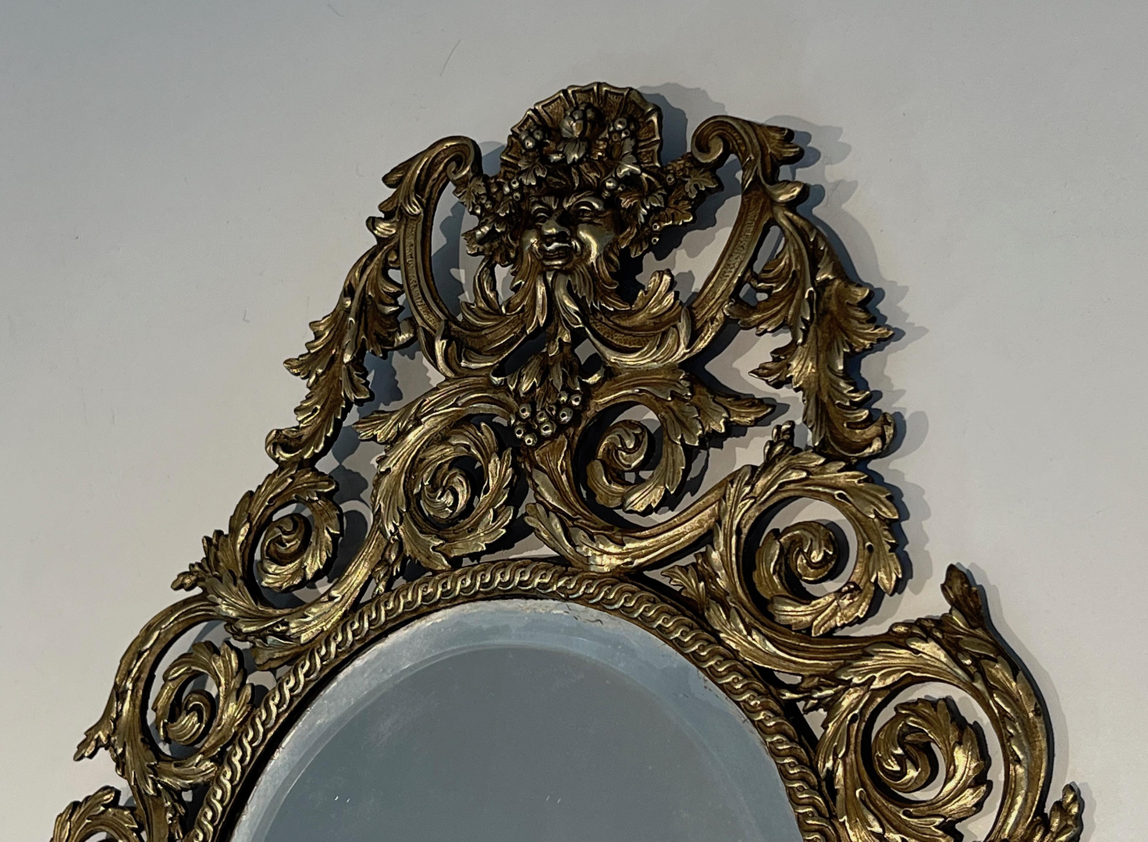 Large Pair of Louis the 14th Style Bronze and Mirror Wall Lights For Sale 1