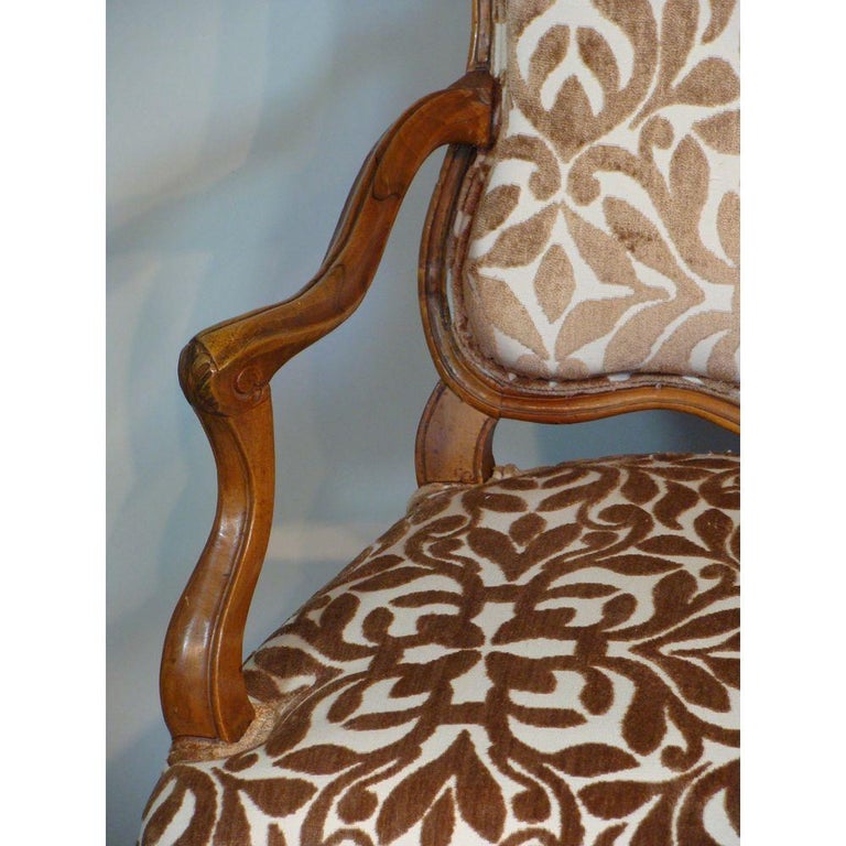 Large Pair of Louis XV Period Carved Walnut Armchairs For Sale at 1stDibs