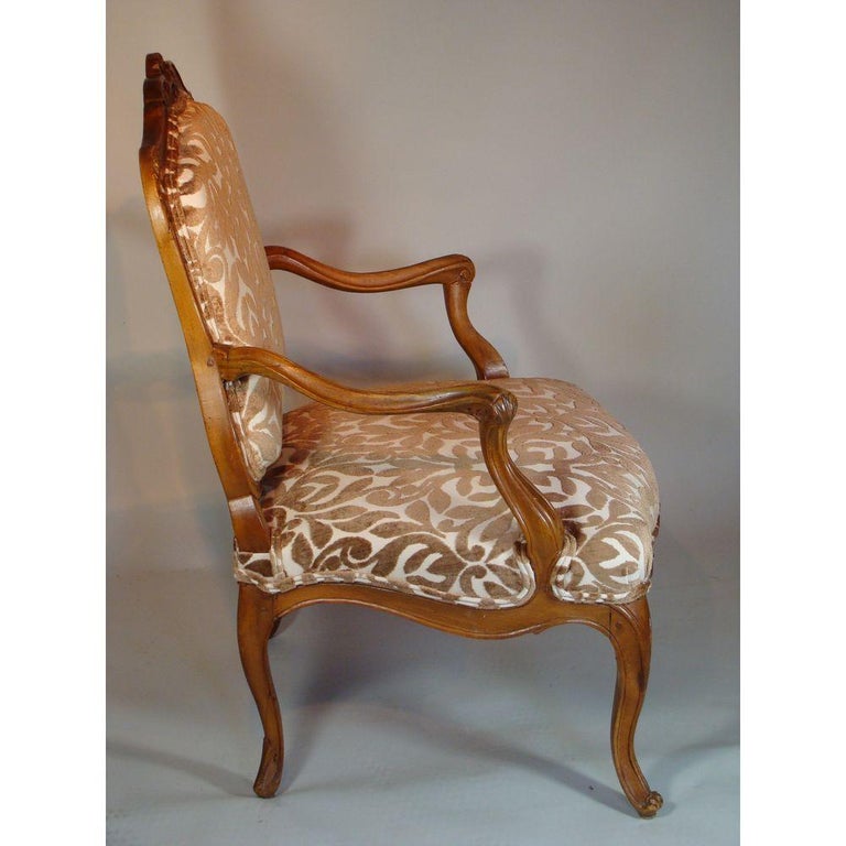 Large Pair of Louis XV Period Carved Walnut Armchairs For Sale at 1stDibs