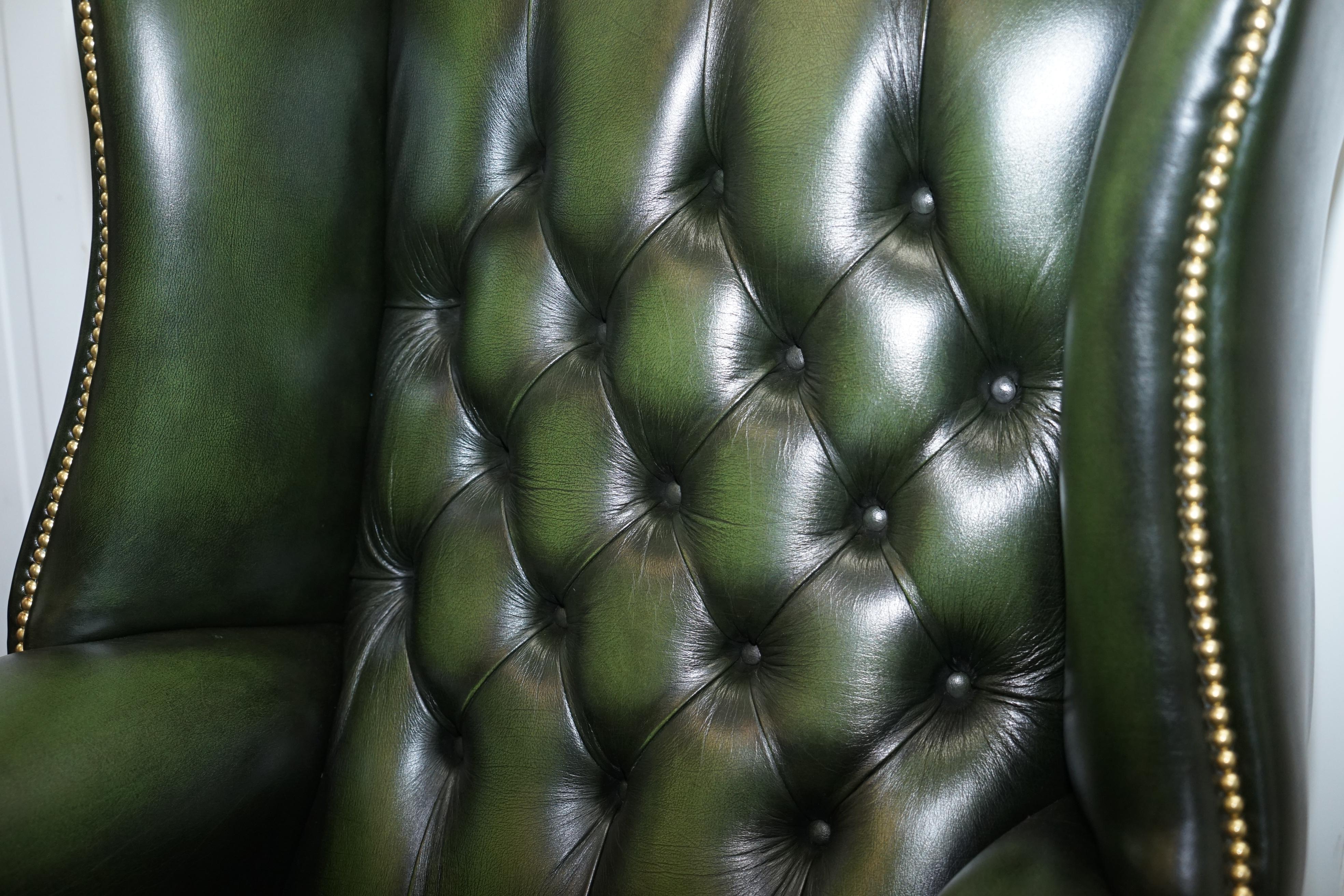 green leather chesterfield footstool