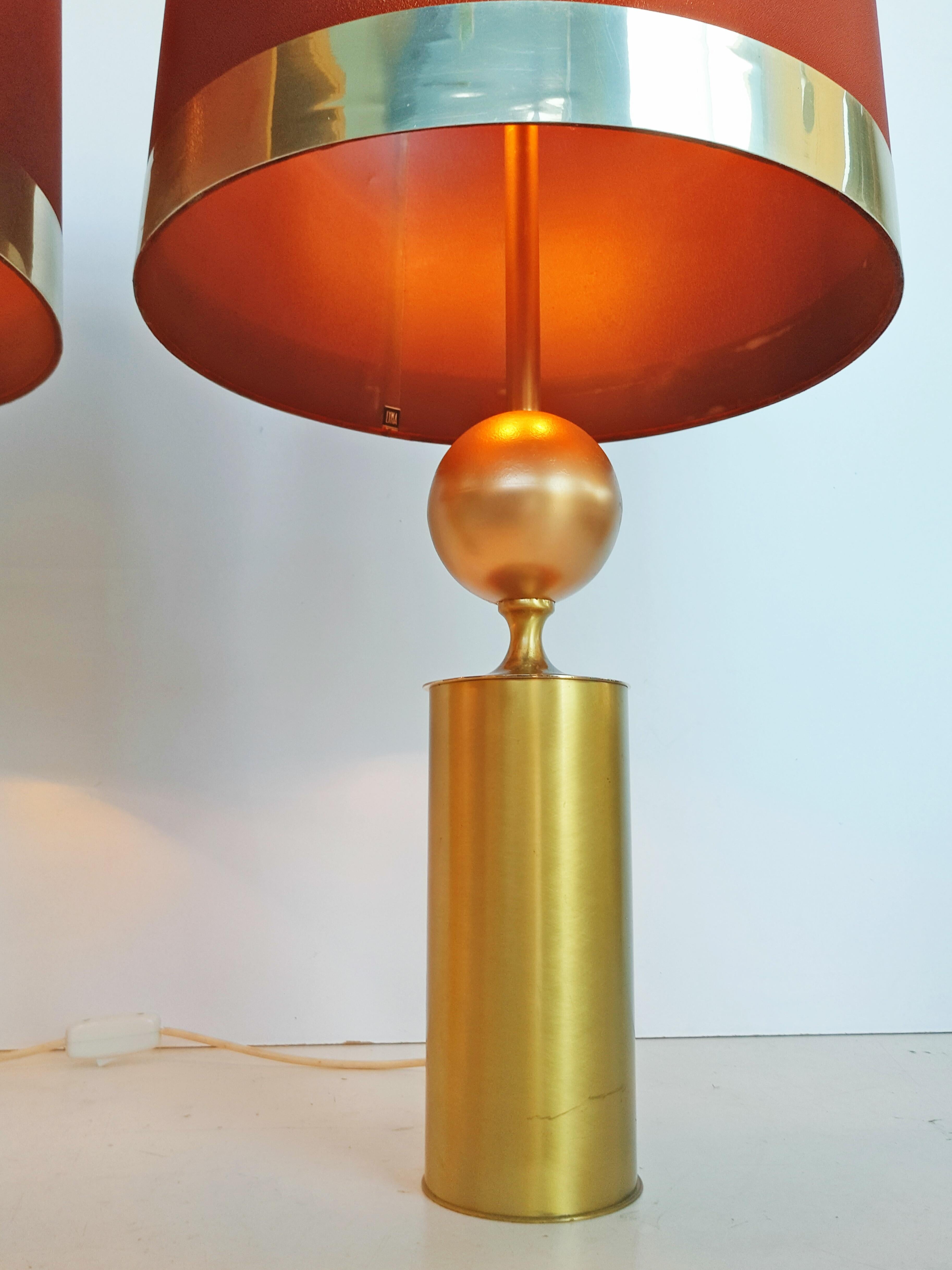 Brass Large Pair of Lyma Table Lamps, Spain, 1970 For Sale