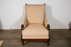 Large Pair of Mahogany and Bronze Bergère Chairs, France, 1950s