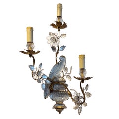 Large Pair of Maison Baguès Wall Sconces With Parrot, Urns & 3 Lights