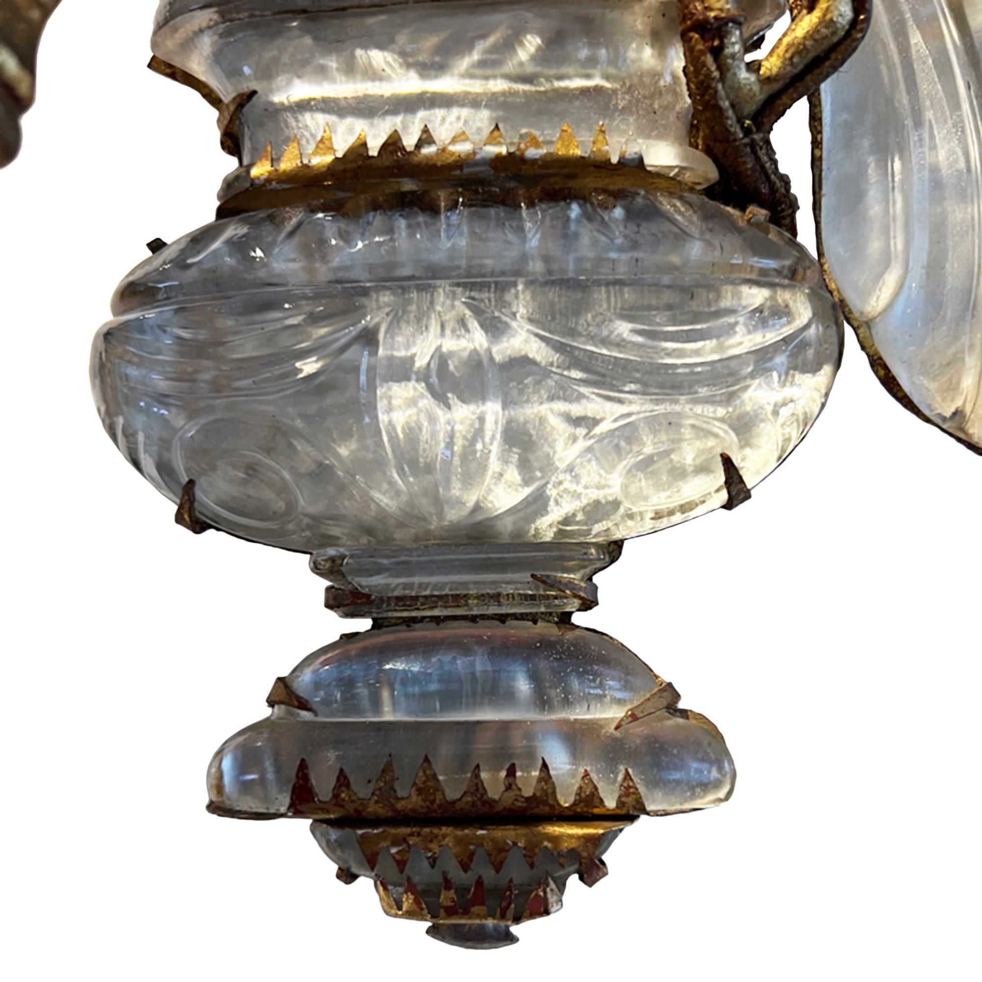 Large Pair of Maison Baguès Wall Sconces With Parrot, Urns & 3 Torches For Sale 1