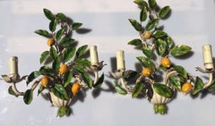 Large Pair of Maison Honore Lemon and Leaves Sconces