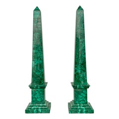 Large Pair of Malachite Obelisks