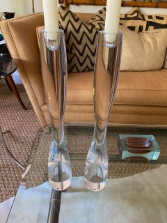 Gran pareja de candelabros de cristal Marcel de Timo Sarpaneva para Littala