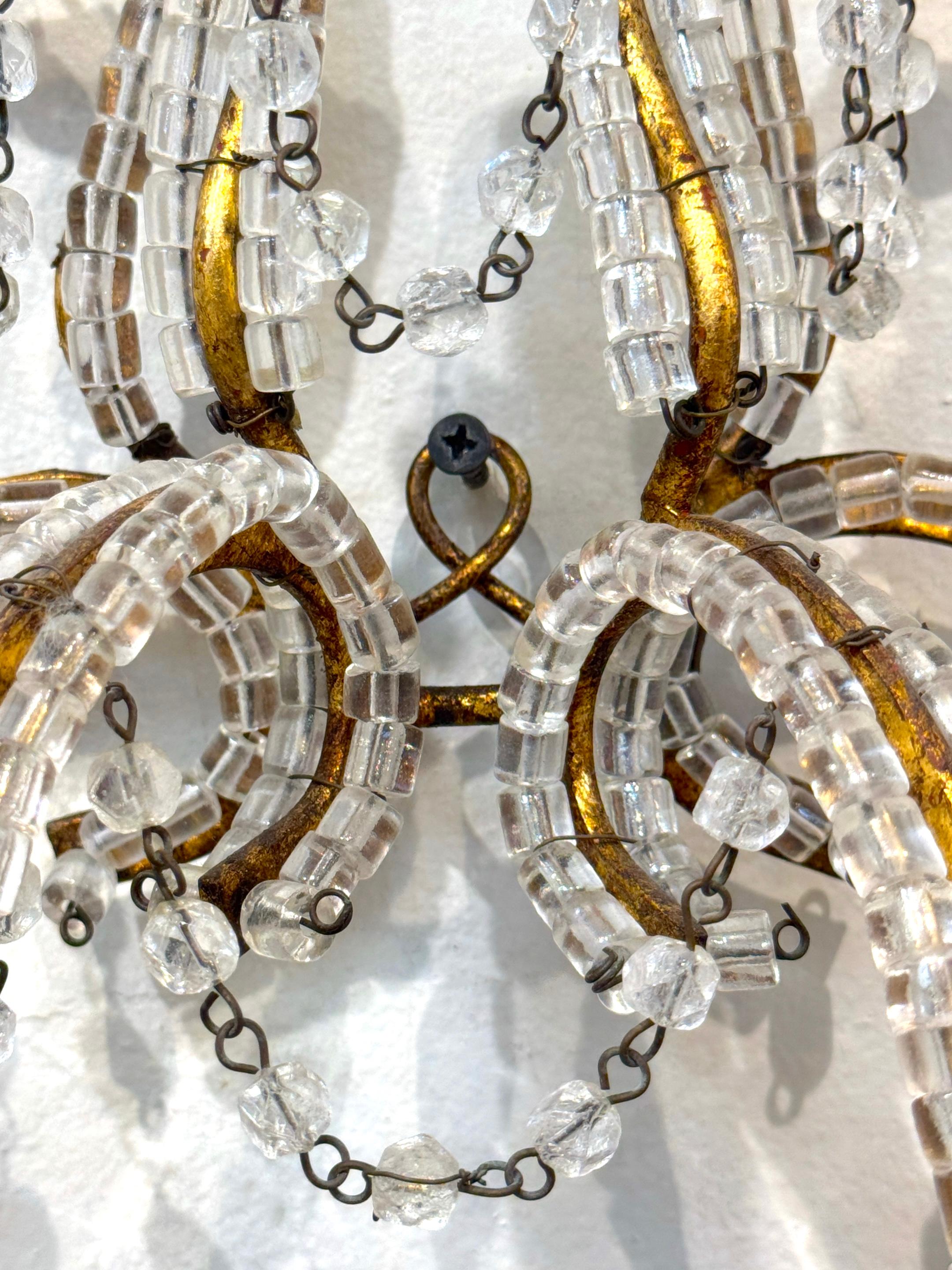 Grande paire d'appliques murales à 7 lumières en cristal de style Marie-Thérèse, Italie, vers 1950 en vente 3