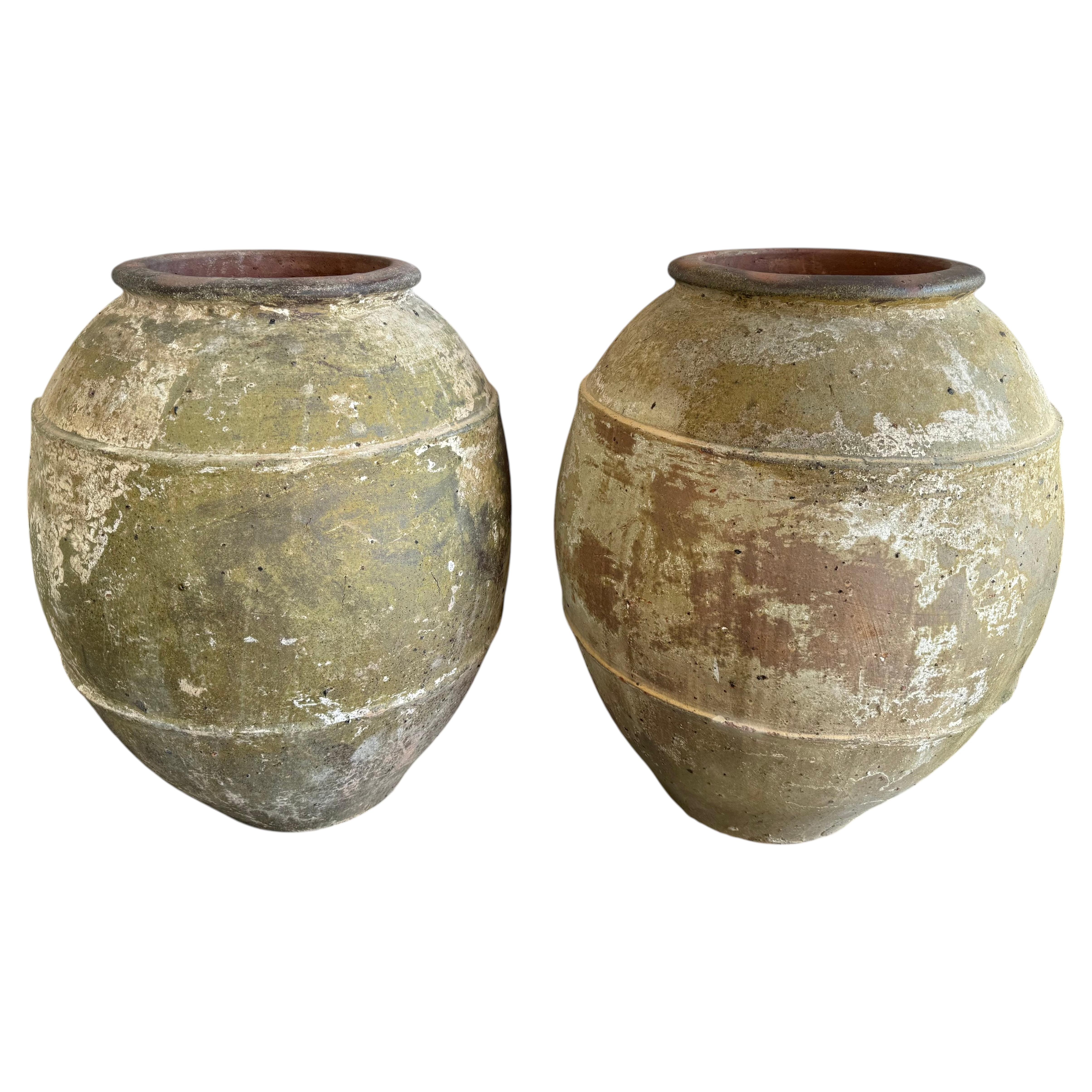 Large Pair of Mediterranean Terracotta Storage Vessels