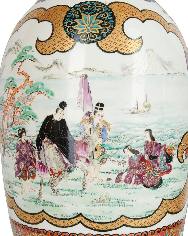 Large Pair of Meiji Period Satsuma Vases For Sale at 1stDibs