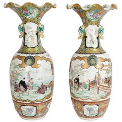 Large Pair of Meiji Period Satsuma Vases