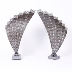 Large Pair of Metal Sea Fan Sculptures