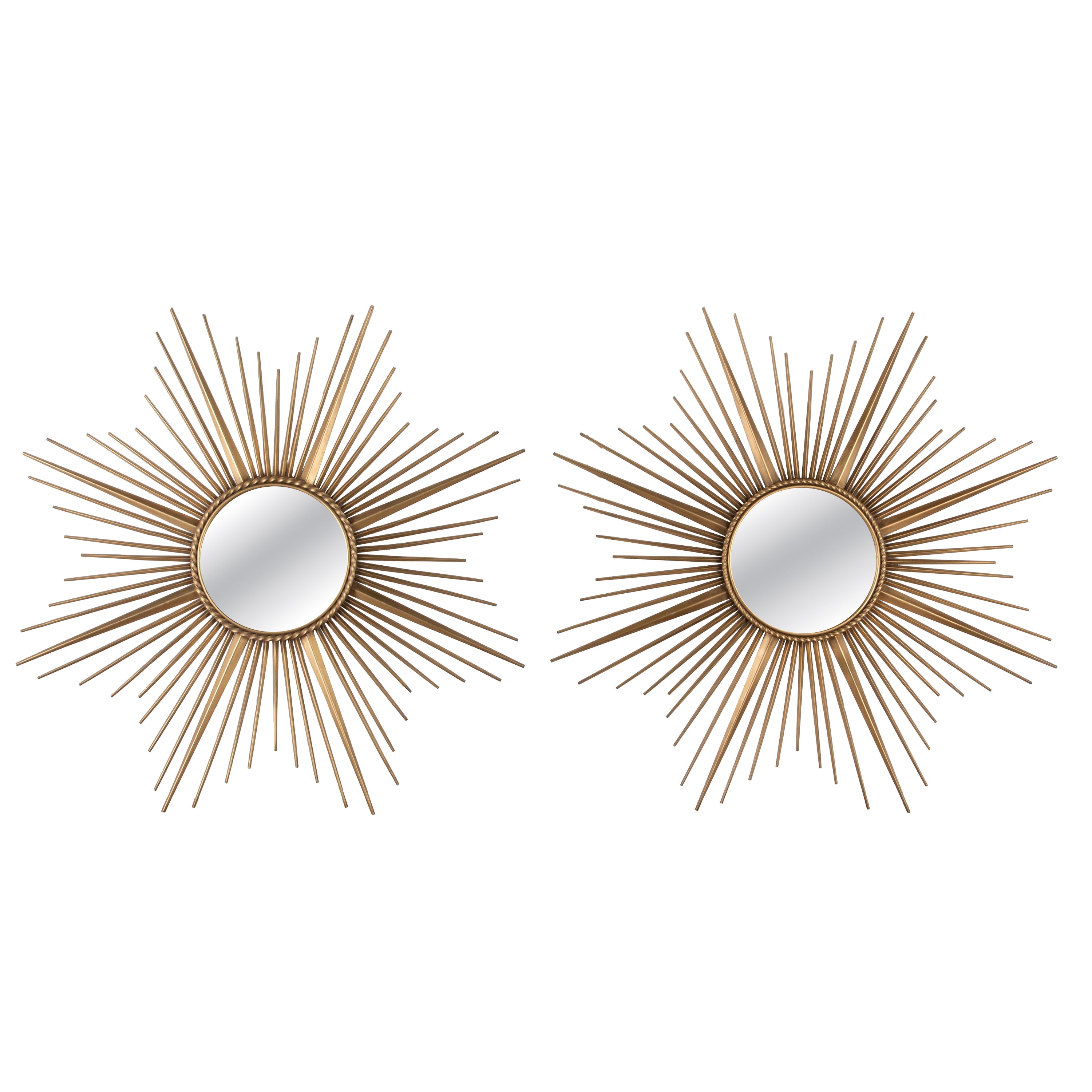 Large Pair of Mid 20th Century Chaty Vallauris Sun Mirrors For Sale