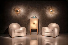 Large Pair of Mid Century Chaty Vallauris Sunburst Mirrors With Convex Plates