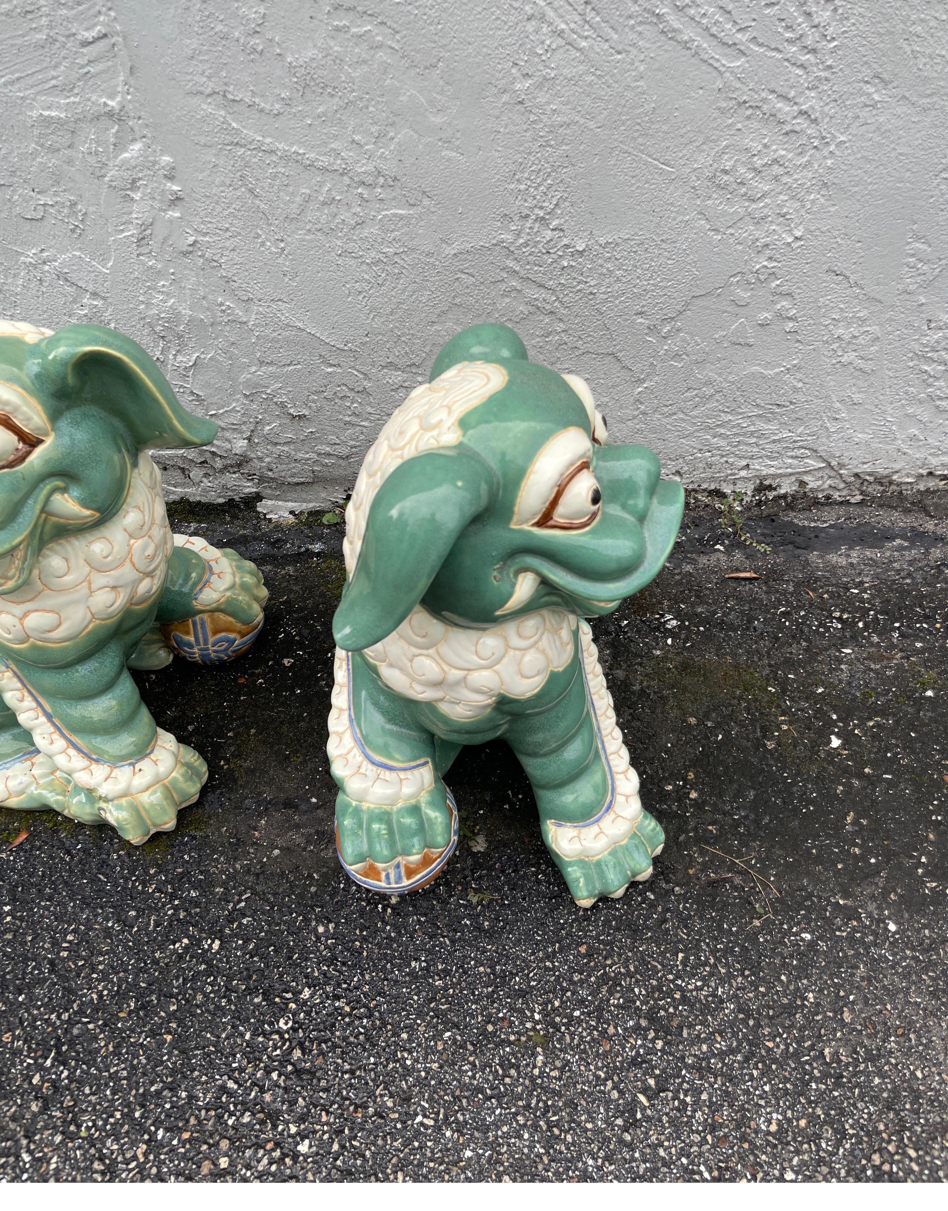 Large Pair of Mid-Century Foo Dogs In Good Condition For Sale In West Palm Beach, FL
